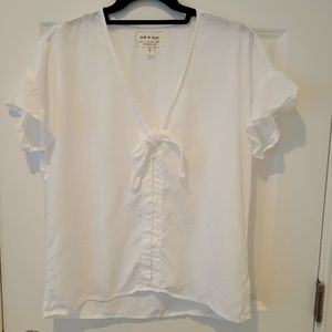 Cloth & Stone Flutter Sleeve Tie-Front Shirt